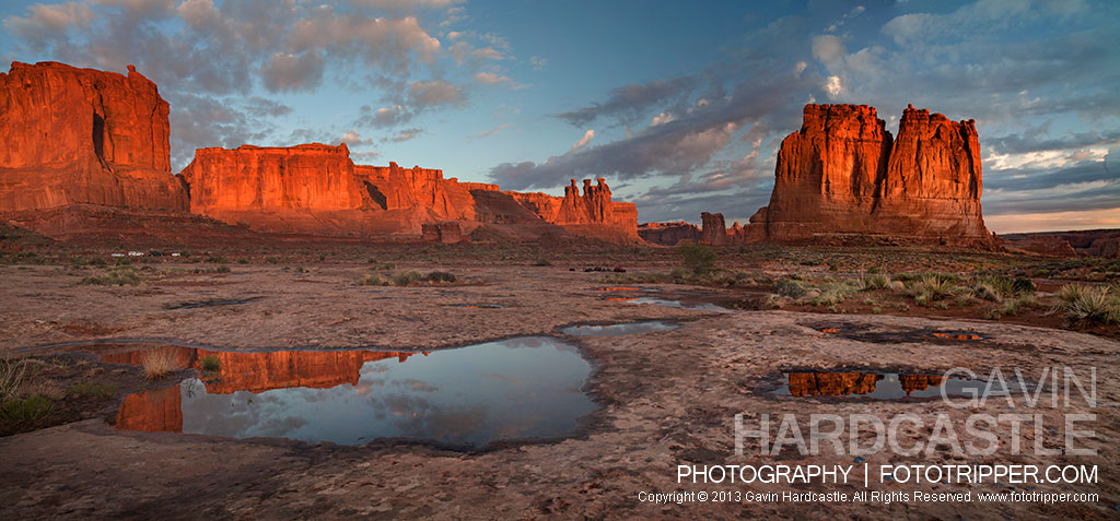 Taking Panoramic Photos as Courthouse Towers, Arches National Park
