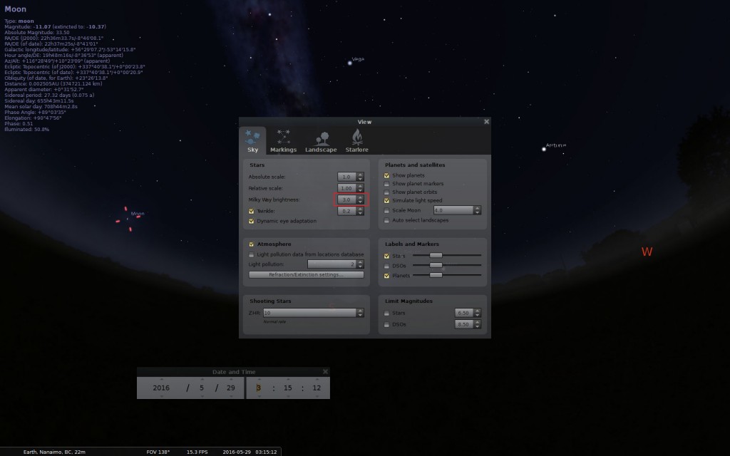 Stellarium settings